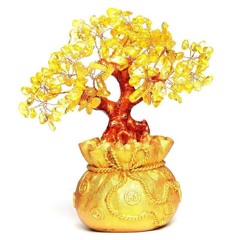 Feng Shui Crystal Wealth Lucky Money Tree Best Gift & Home Good Luck Decoration