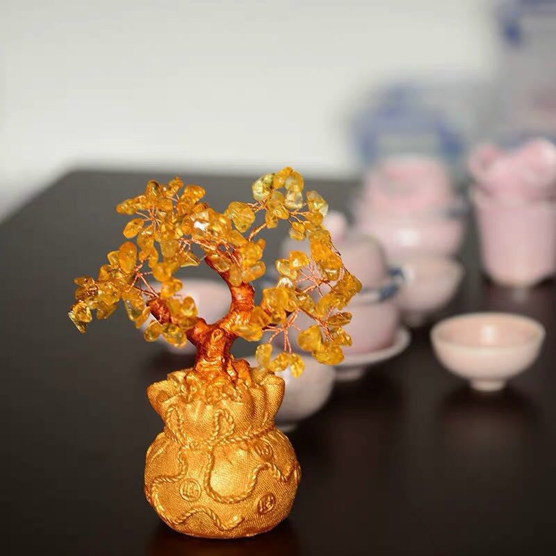 Feng Shui Crystal Wealth Lucky Money Tree Best Gift & Home Good Luck Decoration