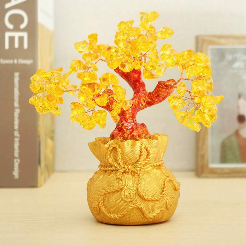 Feng Shui Crystal Wealth Lucky Money Tree Best Gift & Home Good Luck Decoration