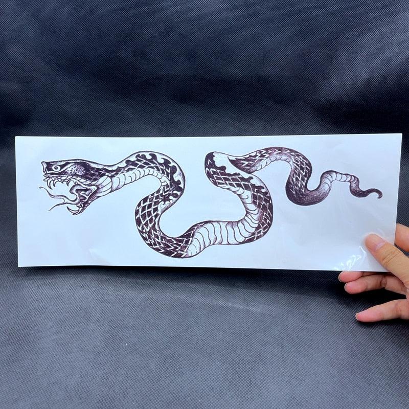 Temporary Snake Tattoo Big Size Black Python Anaconda Fake Arm Leg Neck Body Art