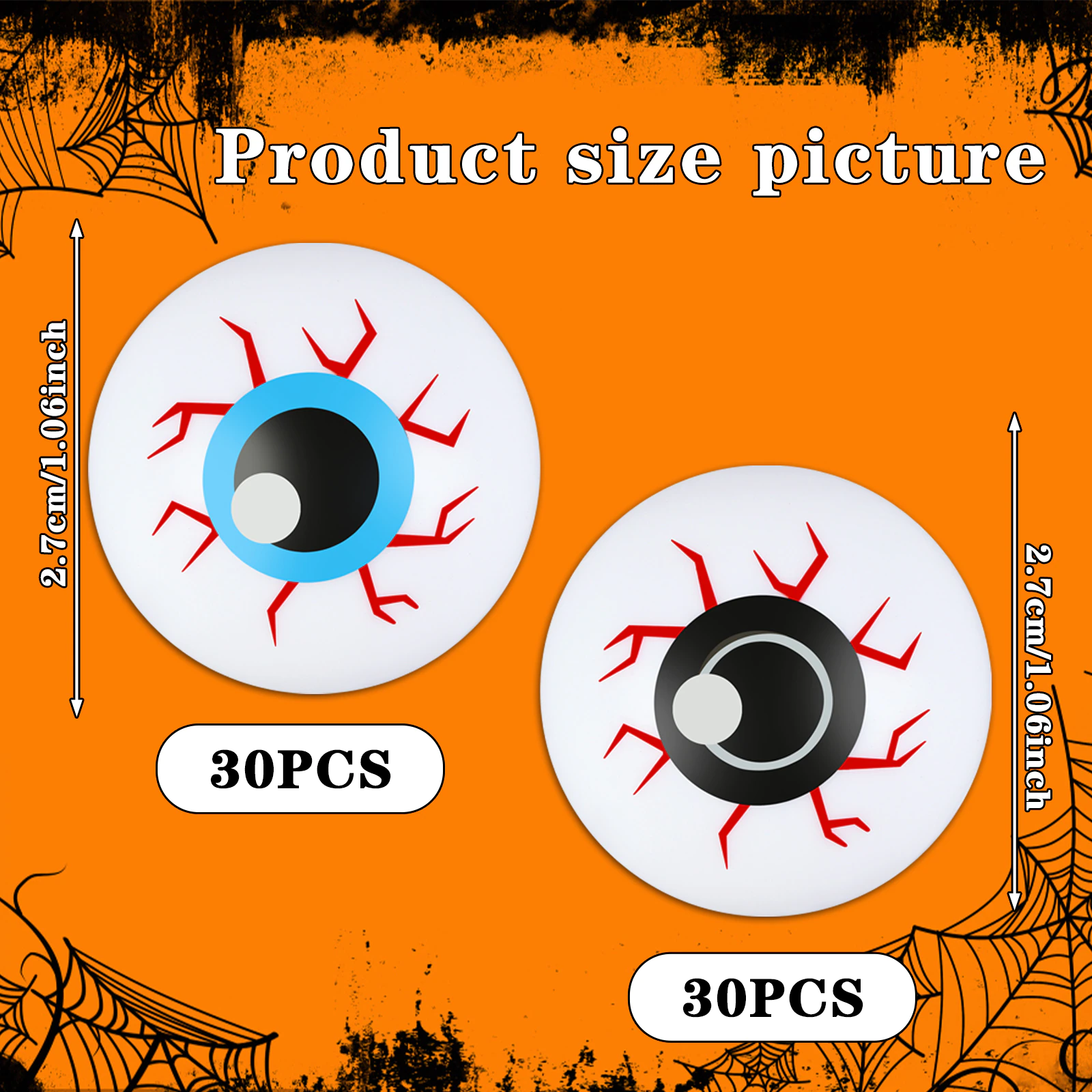 60PCS Plastic Halloween Eyeballs Scary Ping Pong for Cats, Kids Toys Decoration