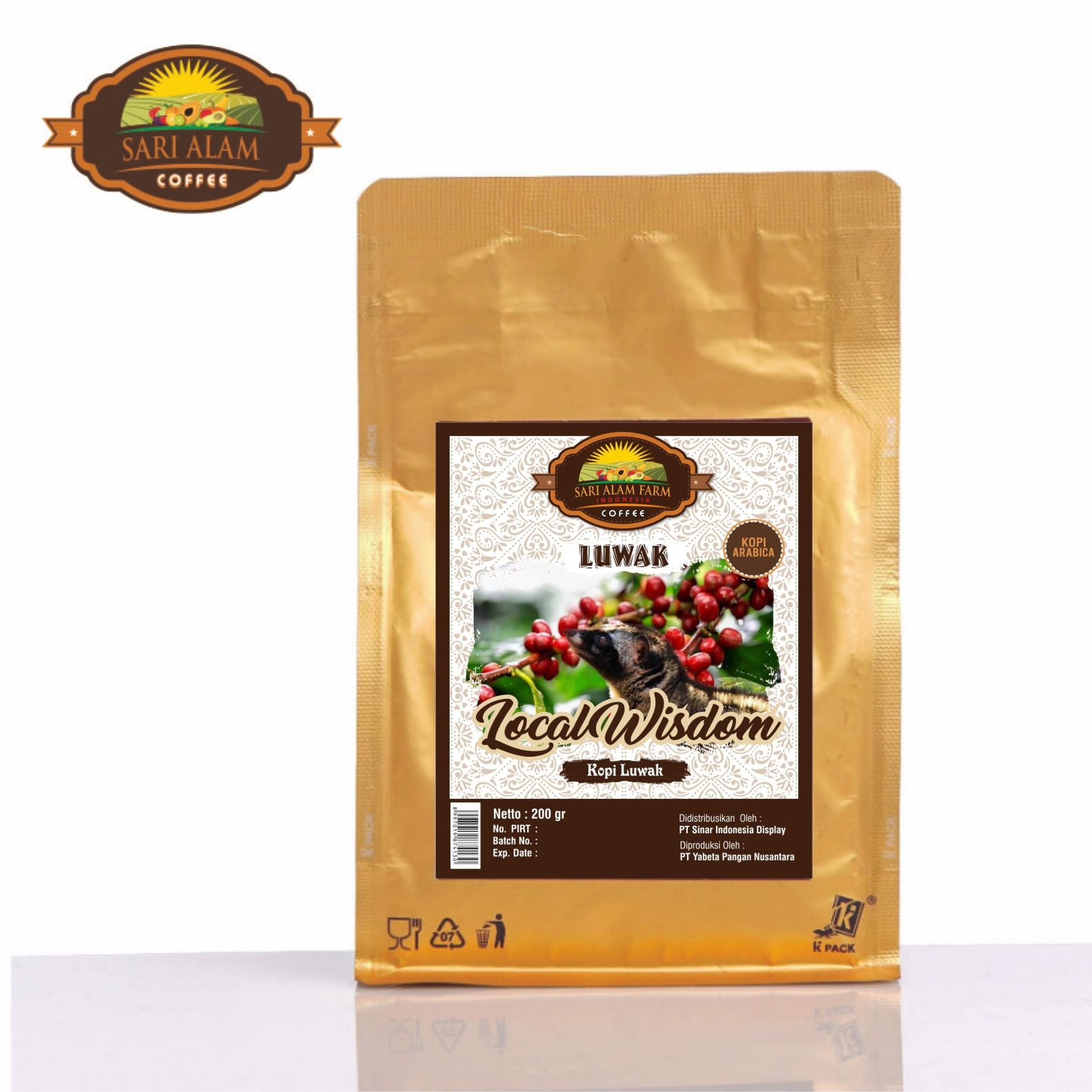 PREMIUM GROUND POWDER KOPI LUWAK ARABICA COFFEE FROM INDONESIA - 200 GRAM (7 OZ)