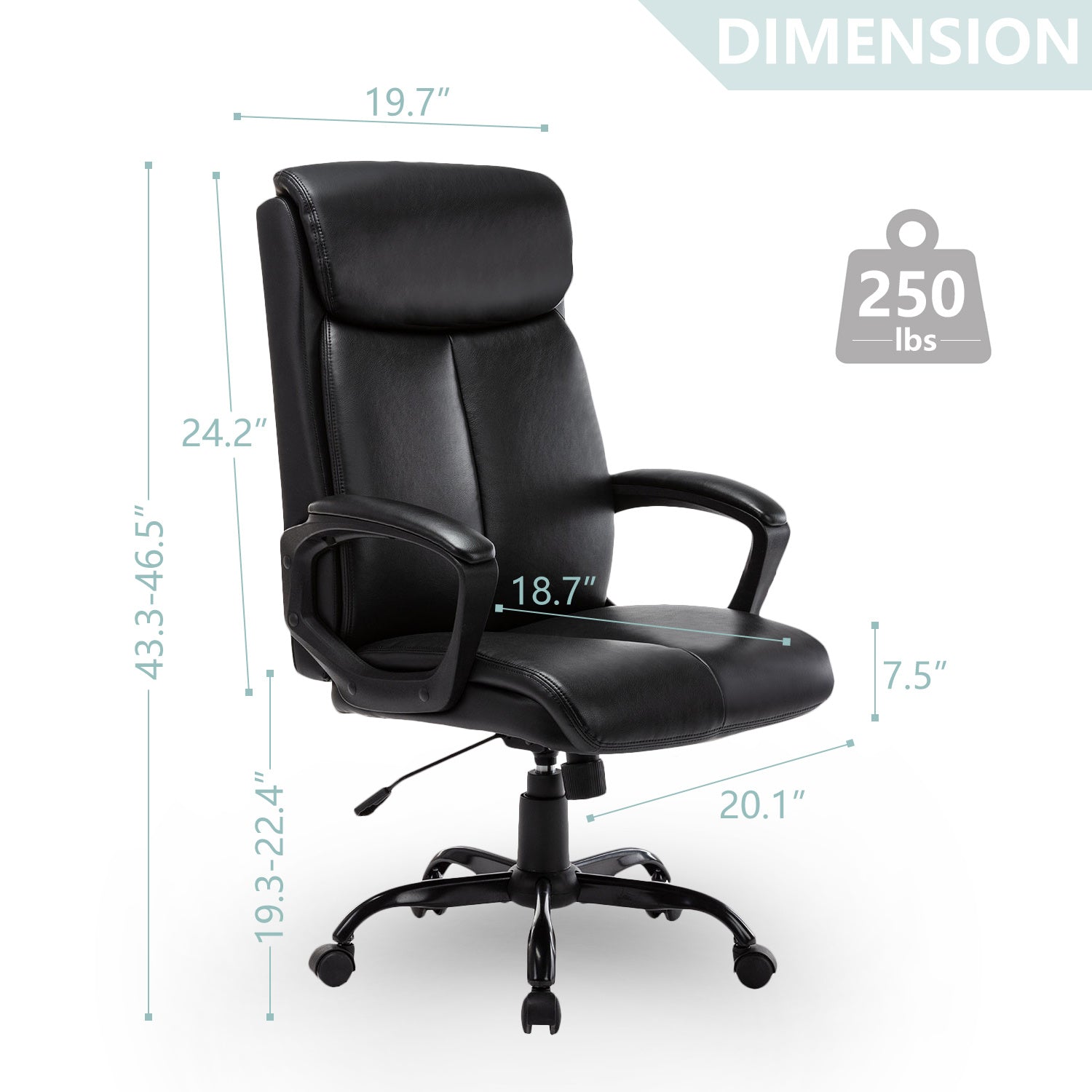 Free Shipping High Back Office Chair - Executive Bonded Leather Computer Desk Swivel Task Chair W/Rocking Function, Black