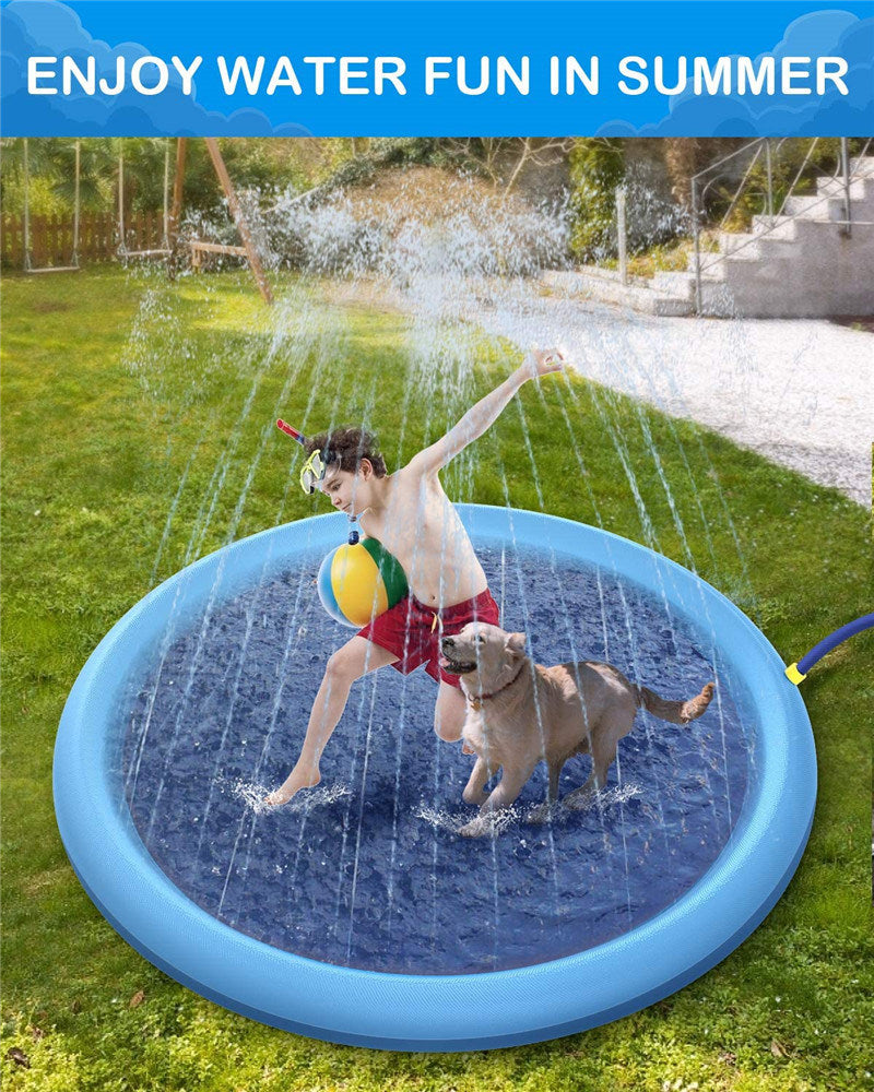 Upgraded Sprinkler Splash Pad for Kids, Inflatable Outdoor Water Mat Toys Wading Swimming Pool, 150cm Kiddie Summer Toys for 1-12 Years Old Children Toddler Girls Boys pet