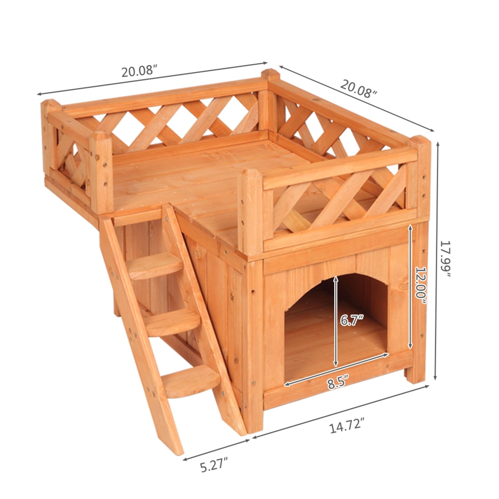 Wooden Cat Pet Home, Pet Products Insulated Cat House Small Living House Kennel with Ladder Platform Pet House Small Dog Indoor Outdoor Shelter