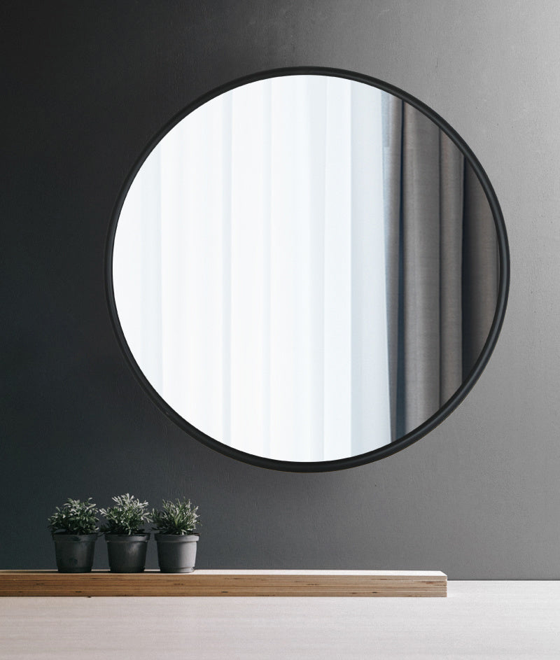 Black Round Wall Mirror 31.5 Inch Large Round Mirror Metal Black Round Mirror For Wall