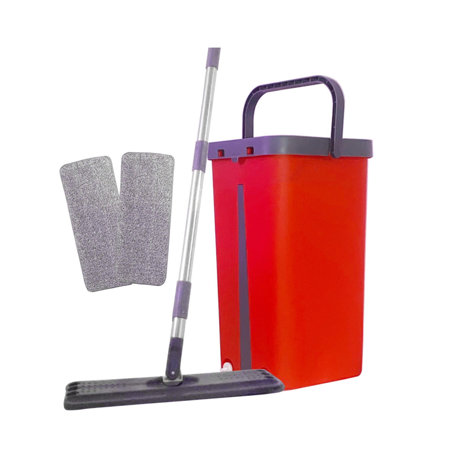 Hand Free Flat Floor Mop And Bucket Set, 360 ° Rotary Wet And Dry Mop With 2 Washable & Reusable Microfiber Mops RT