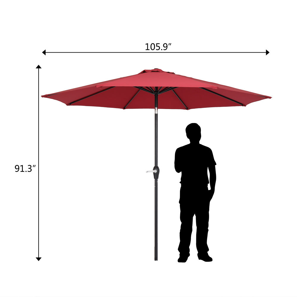 Free shipping  9FT Central Umbrella Waterproof Folding Sunshade Wine Red  YJ