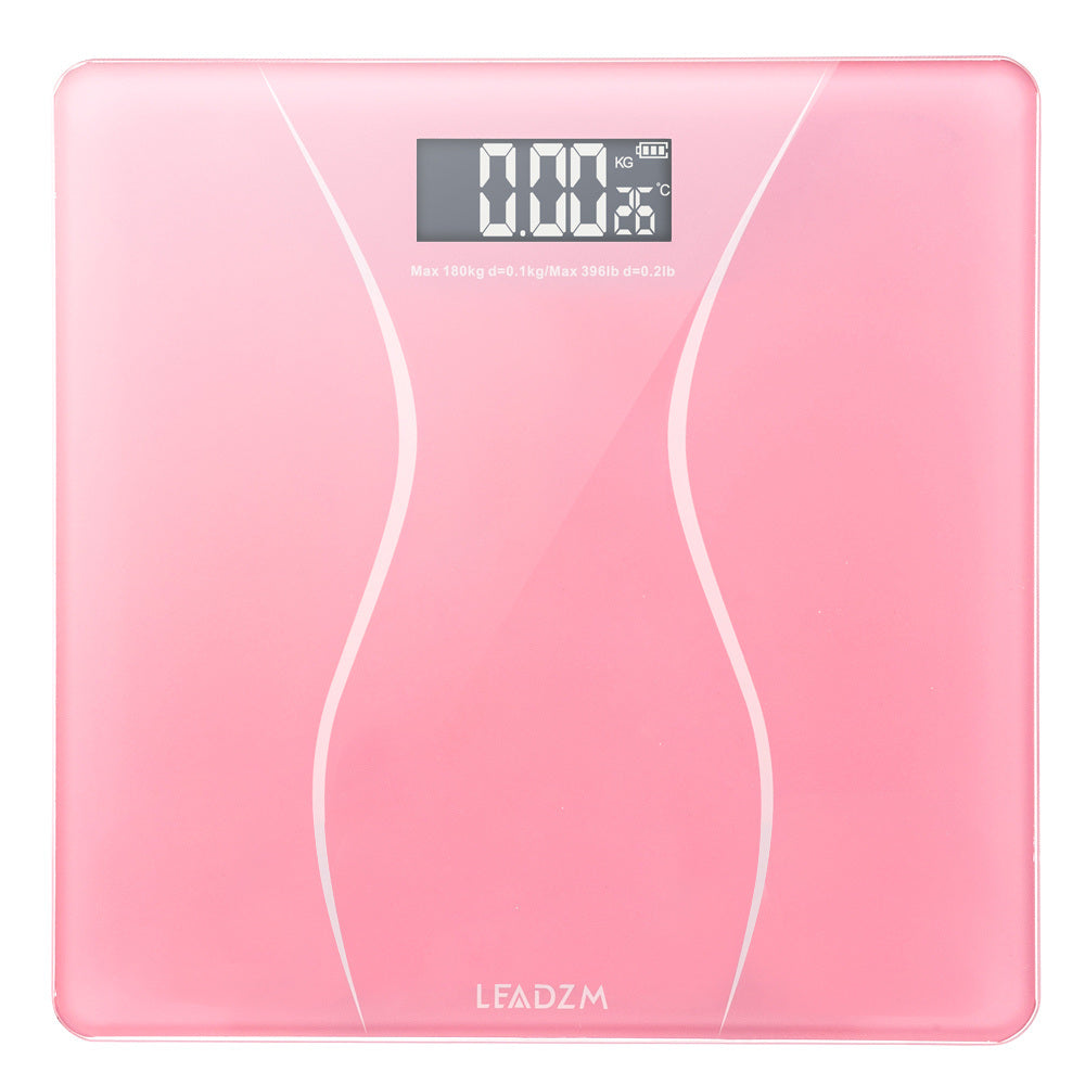Digital Electronic LCD Personal Glass Bathroom Body Weight Weighing Scale 396 LB Pink