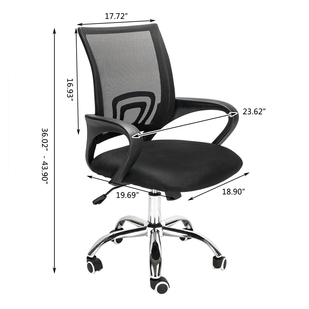 Mesh Back Gas Lift Adjustable Office Swivel Chair Black With Smooth Wheels