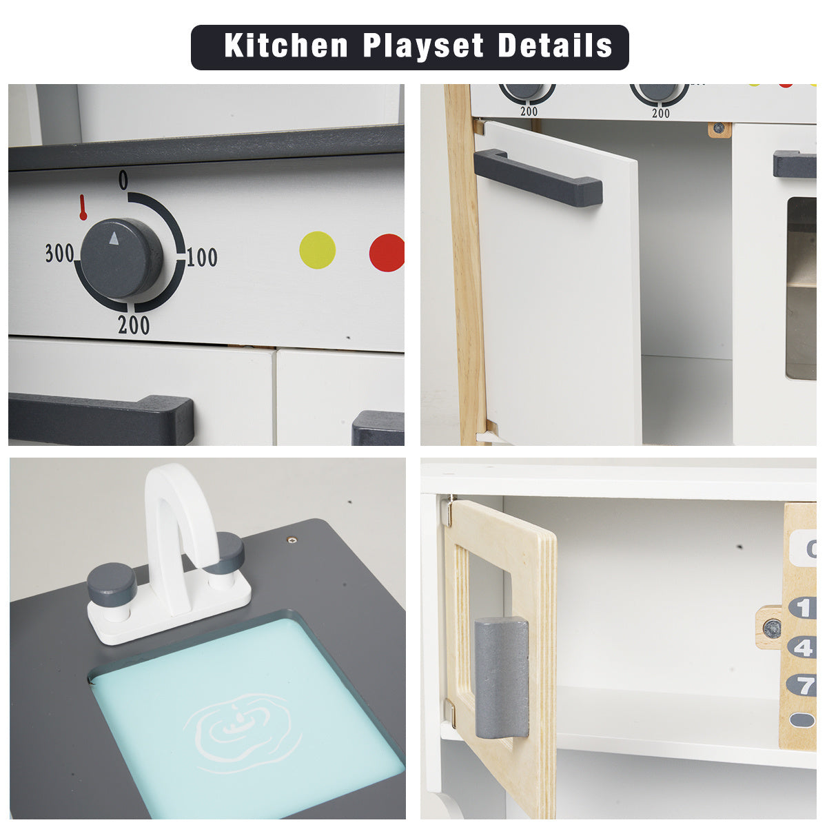 Pretend Wooden Kitchen Playset for Kids and Children,Gifts for New Year,Christmas and Birthday,White YF