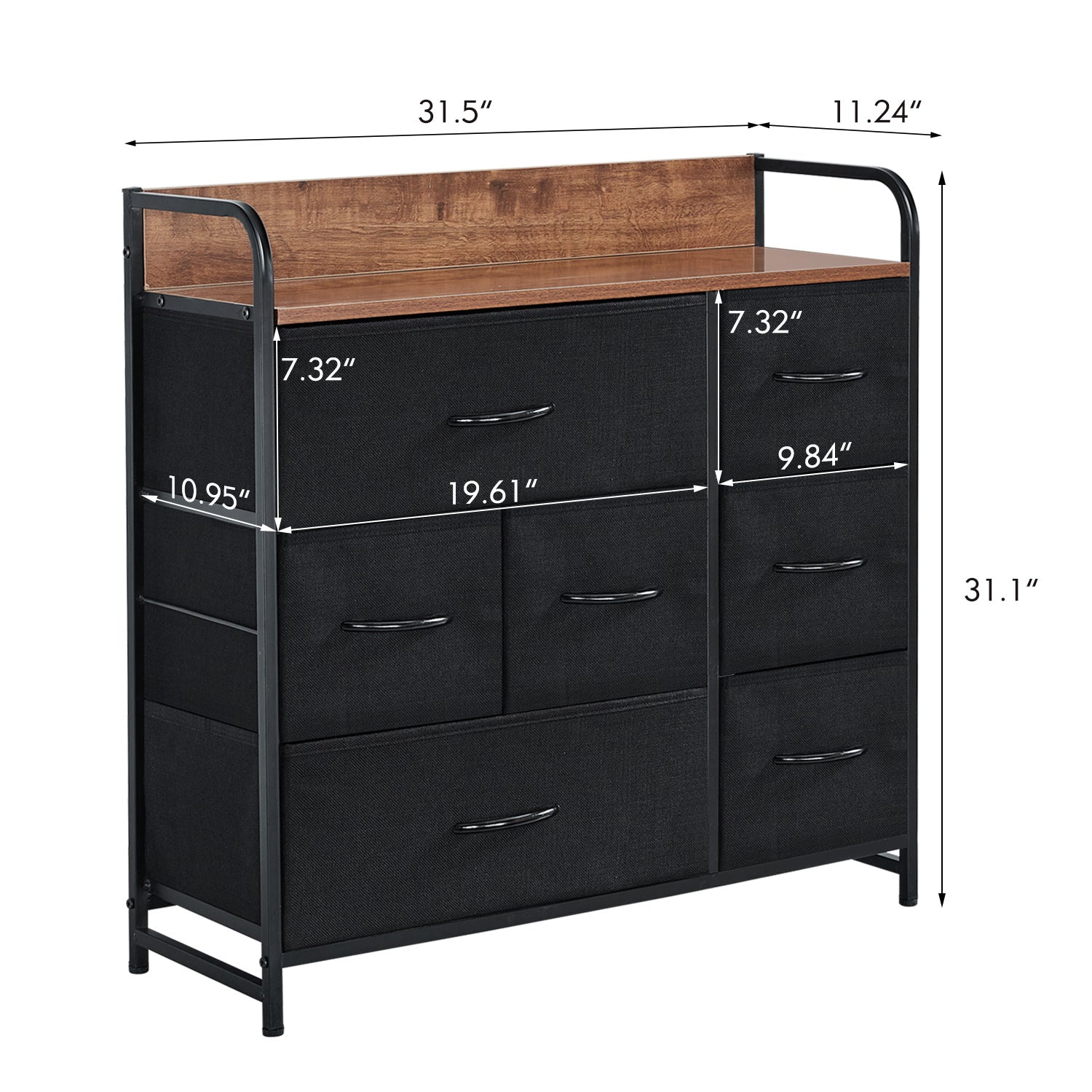 7 Drawer Dresser, Dresser Organizer, Fabric Dressers for Bedroom, Storage Tower for Hallway, Entryway, Closets, Sturdy Steel Frame, Wood Top & Handles XH