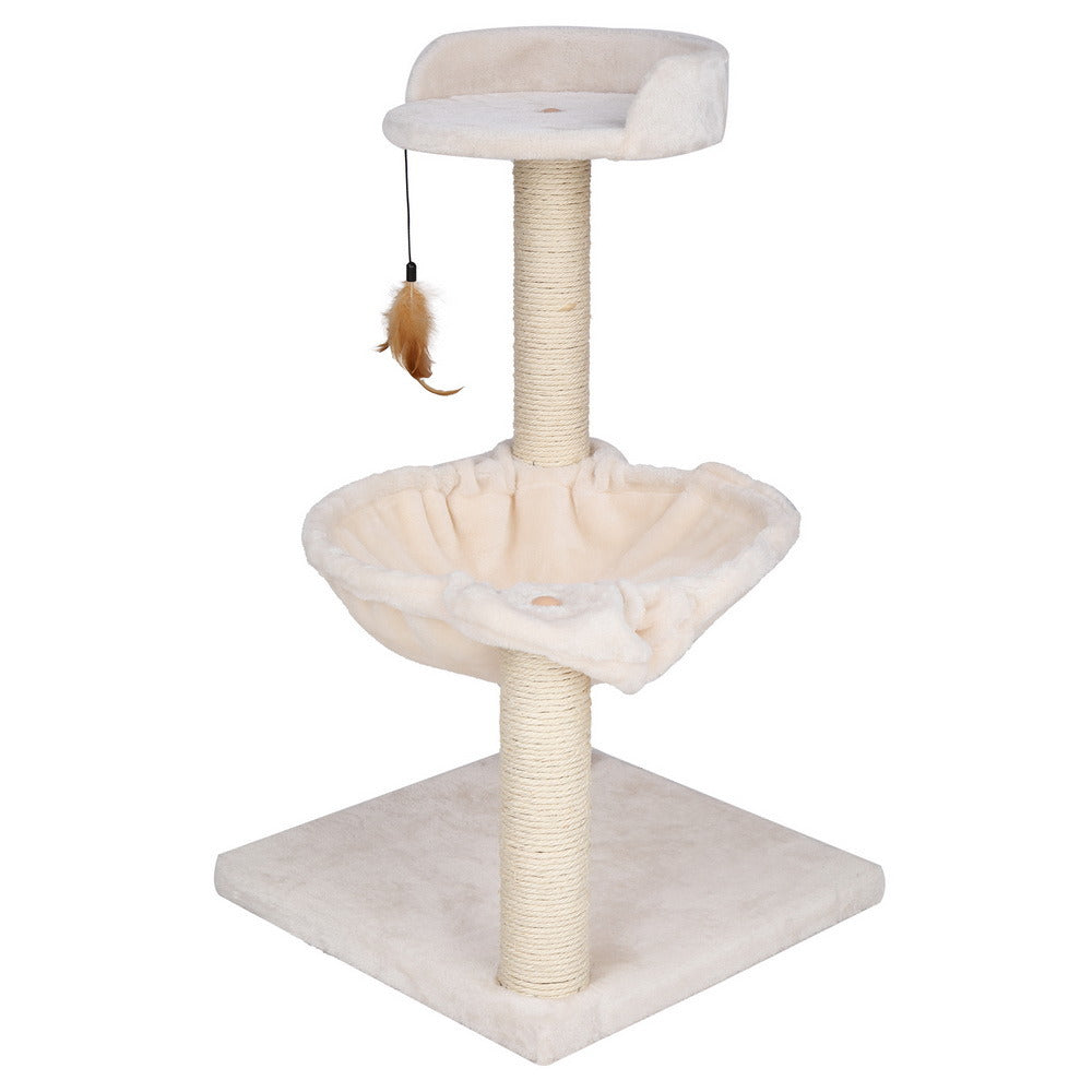 28" Cat Tree Cradle Bed with Natural Sisal Scratching Posts White YF