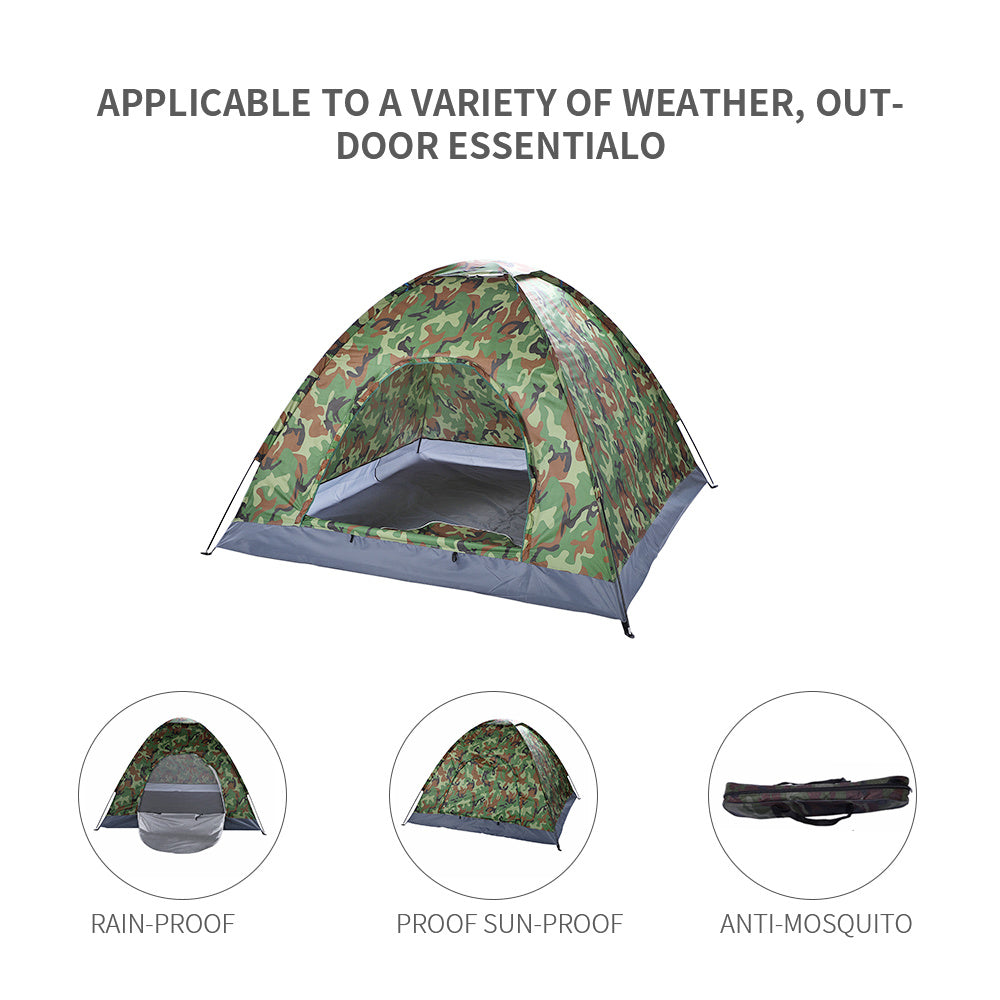 Outdoor Camouflage Camping Tent for 3-4 Person Single Layer Waterproof Hiking