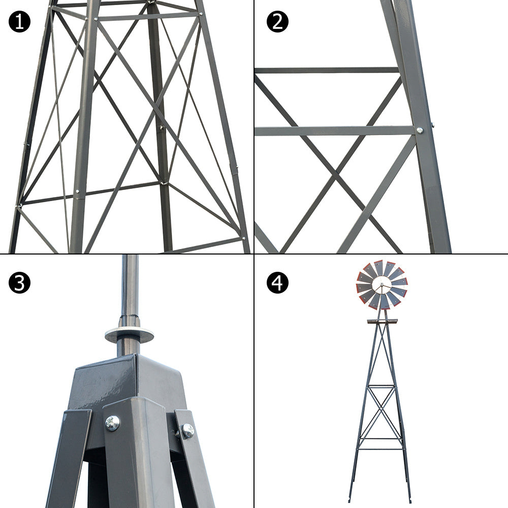 8ft Windmill Backyard, Ornamental Windmills for The Yard, More Weather Resistant Outdoor Garden Windmill Decor, Decoration Weather Vane XH