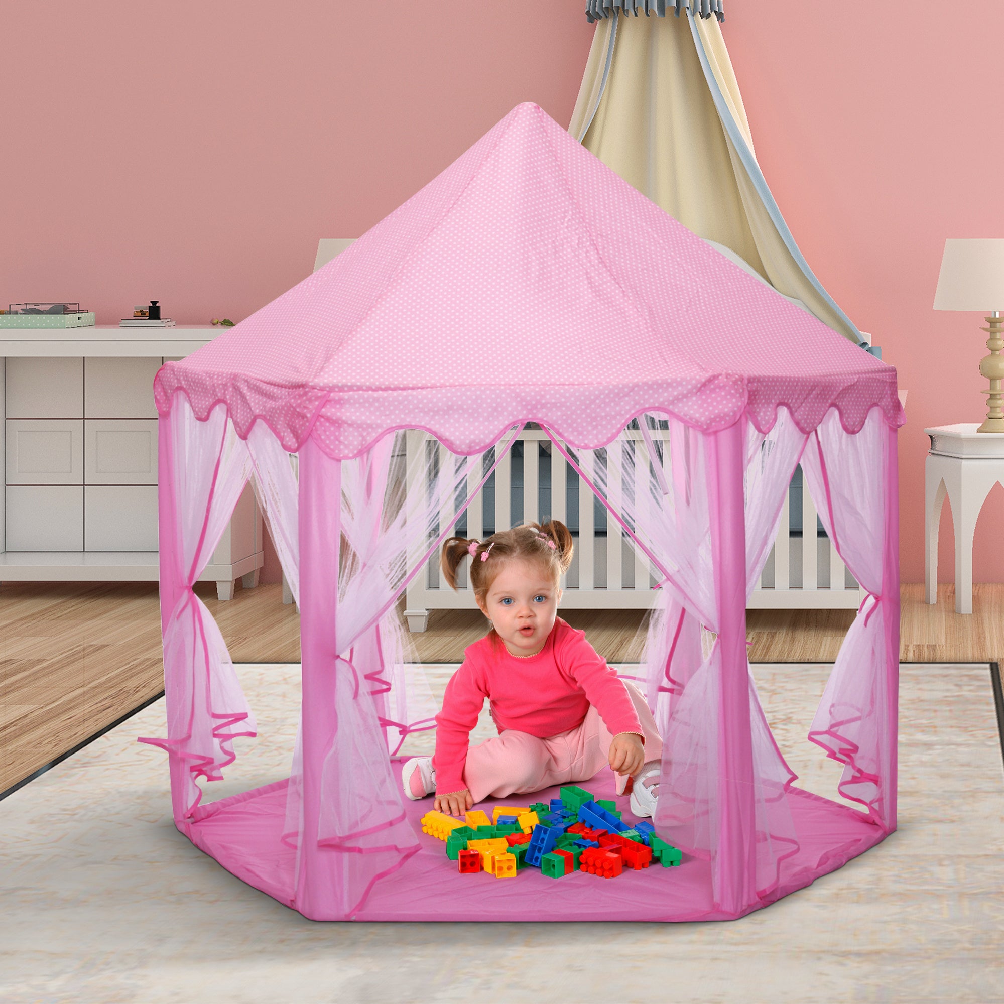 Princess Tent Girls Large Playhouse Kids Castle Play Tent with Star Lights (Blue tent without star lights)Toy for Children Indoor and Outdoor Games XH