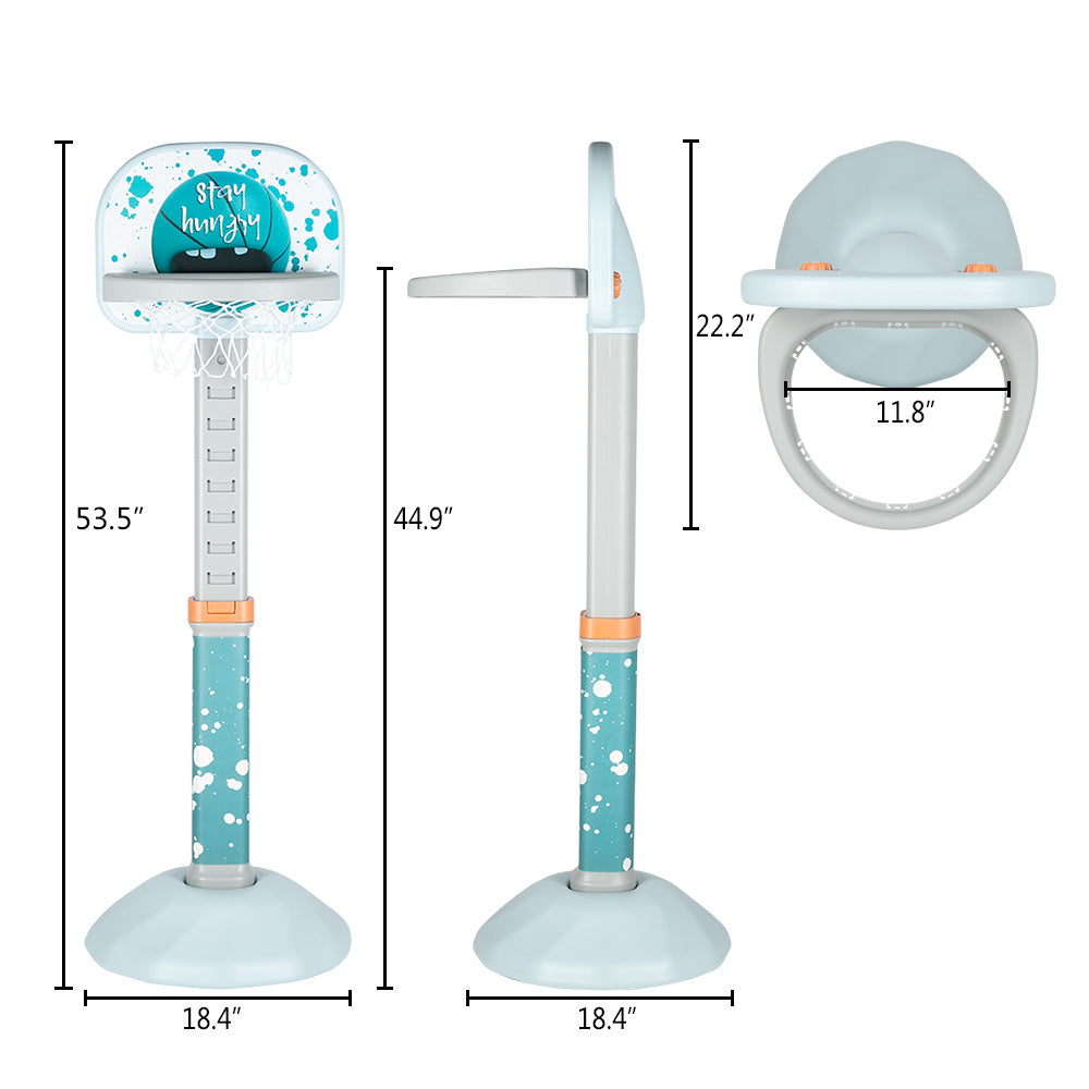 Toddler Basketball Hoop Stand Adjustable Height 2.4 ft -3.7 ft Mini Indoor Basketball Goal Toy with Ball Pump for Baby Kids Boys Girls Outdoor Outside Yard Backyard Games 3 4 5 Years Old RT