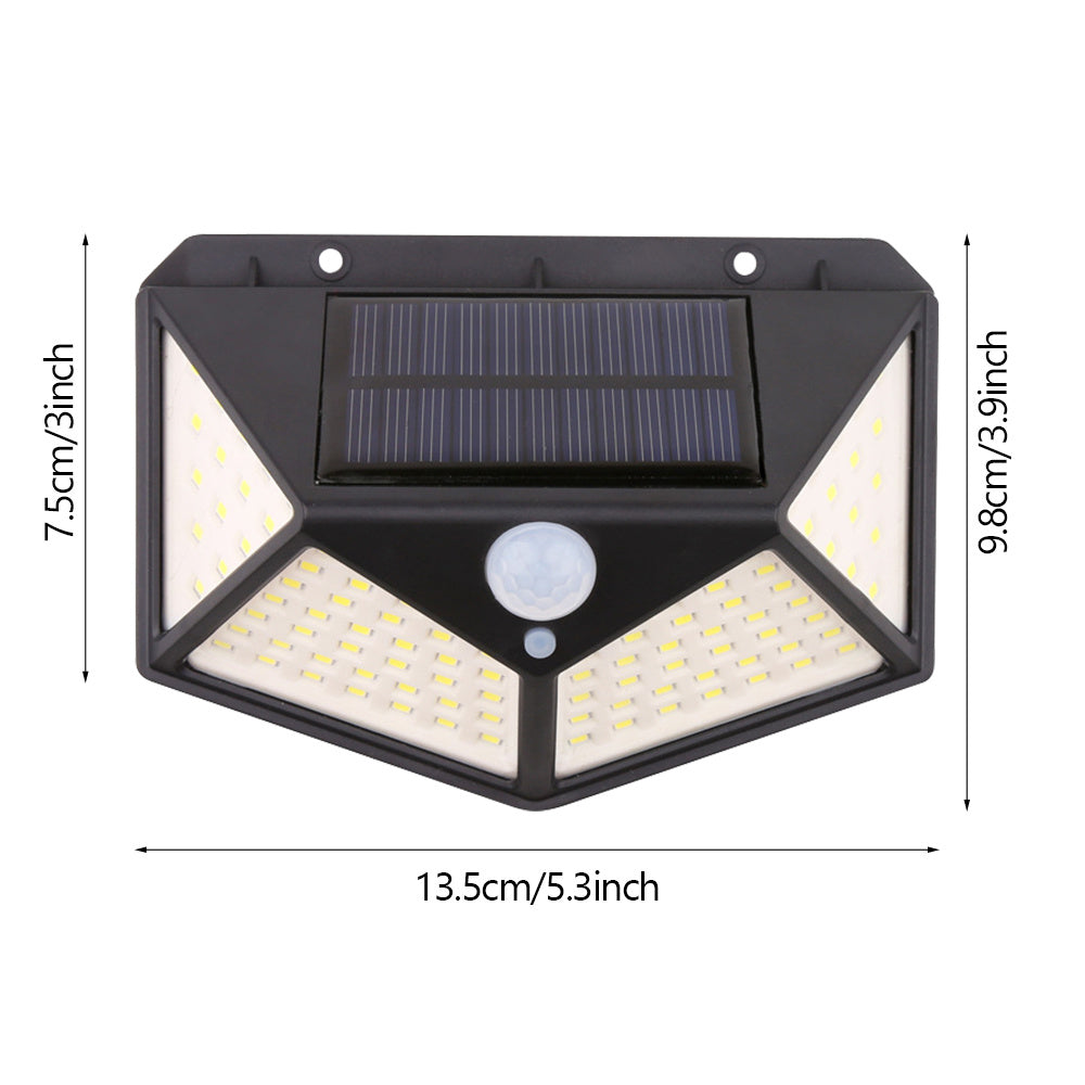 100 LED Solar Powered Light Motion Sensor Wall Yard Garden Outdoor Street Light