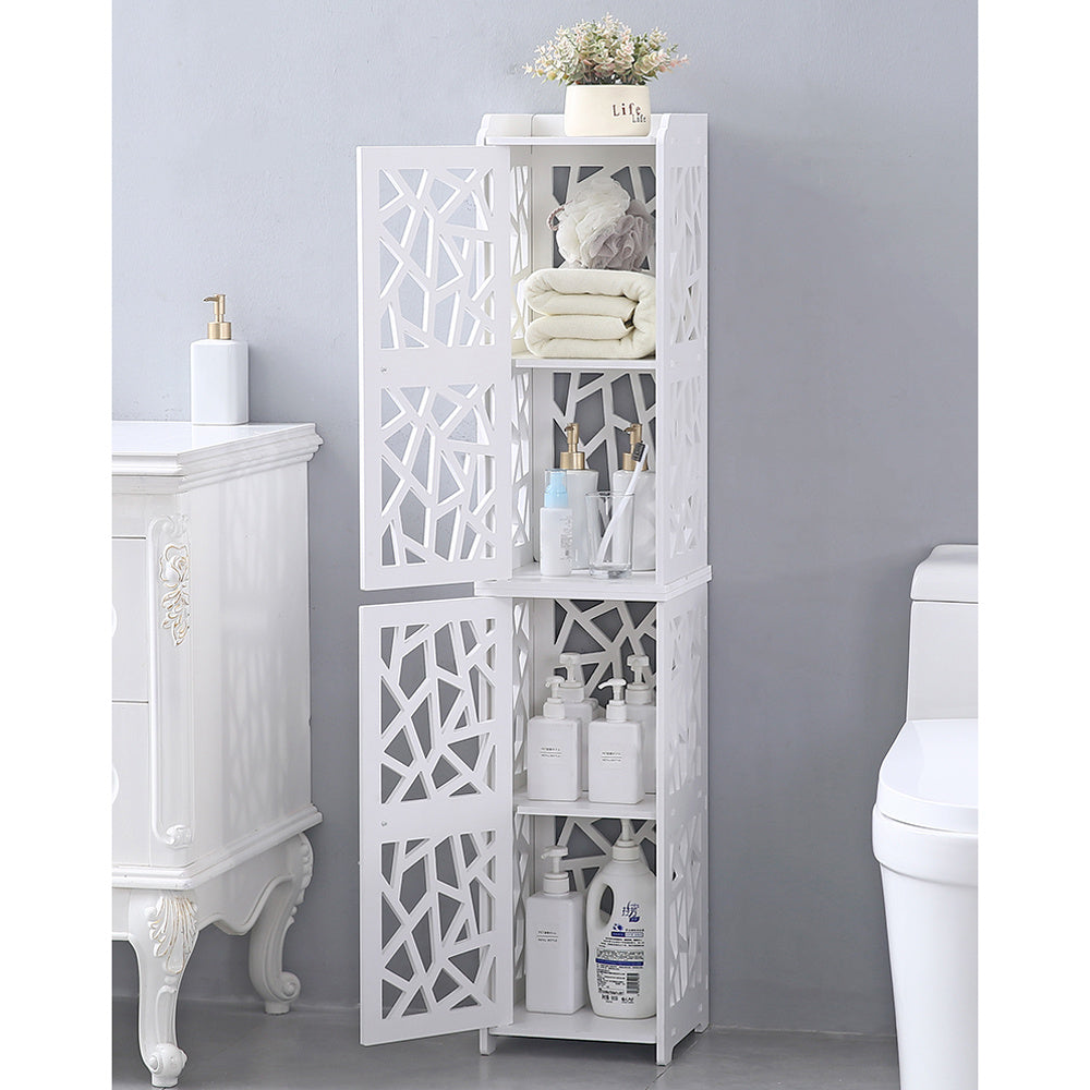 PVC Furniture, Bathroom Shelf, Layered Structure From Top to Bottom, Double Doors (28*28*120cm) RT