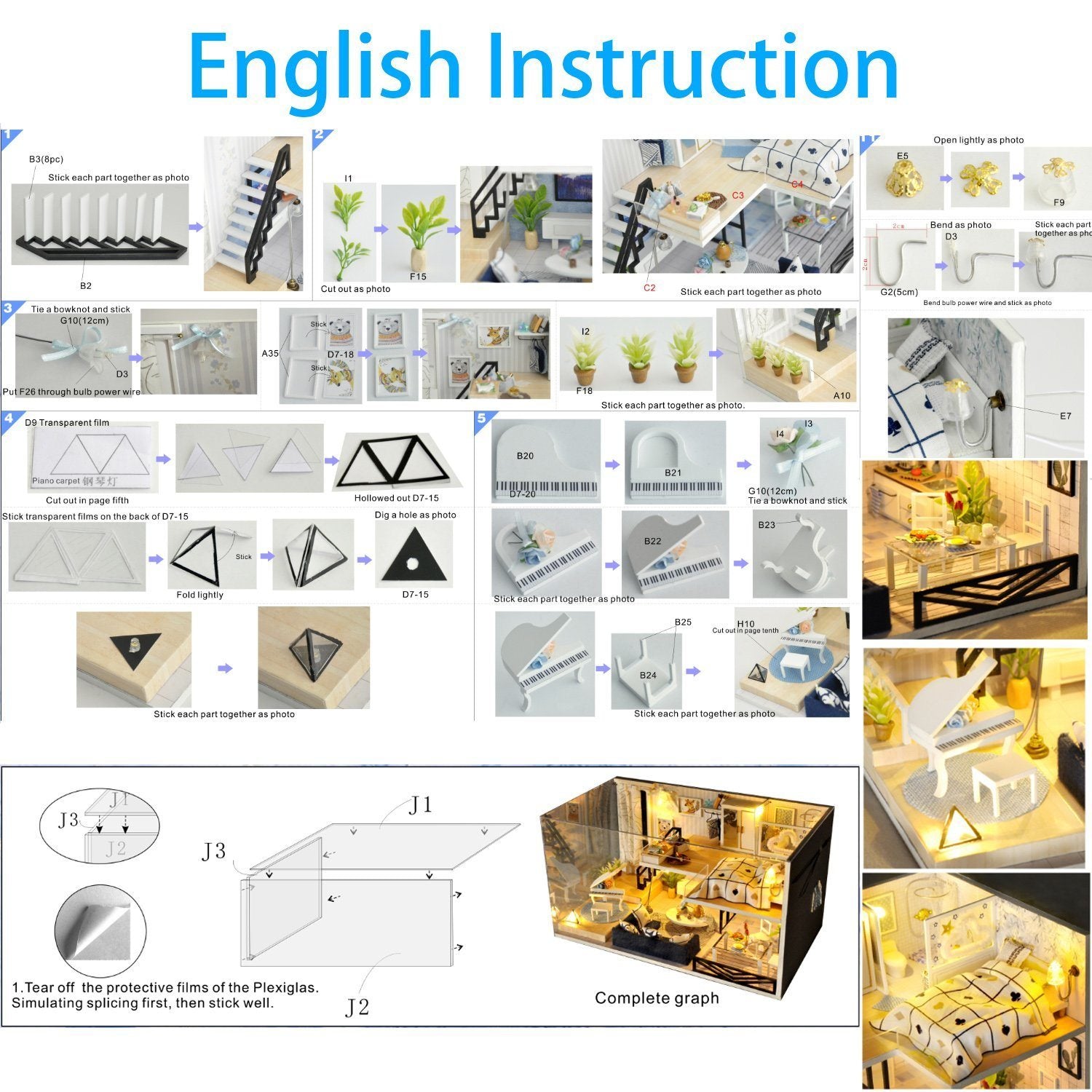 DIY Miniature Dollhouse Kit with LED Lights Furniture Dust Proof 1:24 Scale STEM Building Toys Mini Doll House Gifts for Girls Friends Boys Mom Wife Daughter and Friends