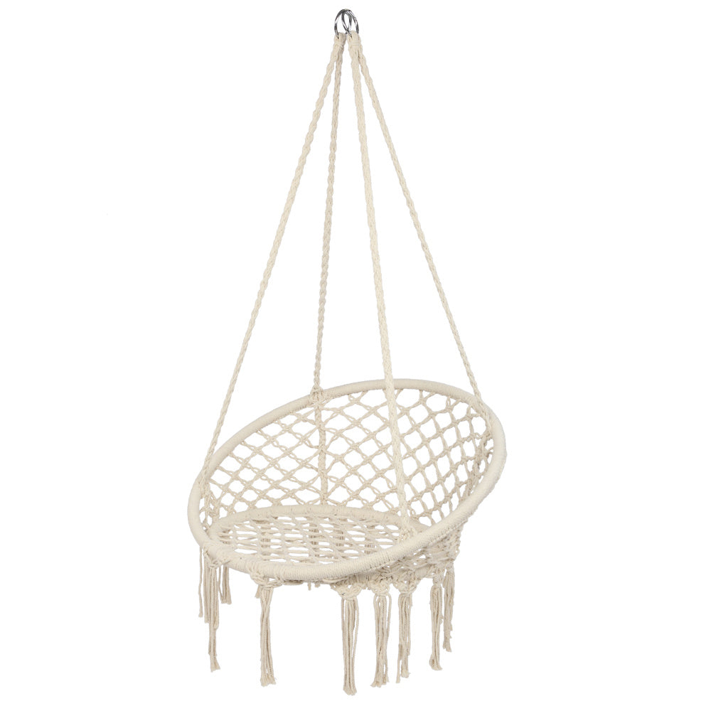 Tassel Cotton Hanging Rope Hammock Chair Swing Round Indoor Outdoor Home Garden Patio