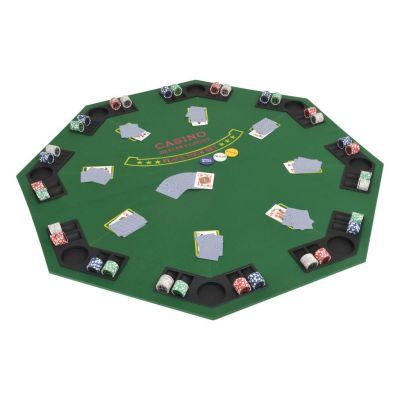 Free shipping 8 levels folding poker table top 2 folding octagon green