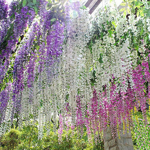 Artificial Wisteria Flowers Vine Silk Flower Wedding Garden Party Hanging Decor