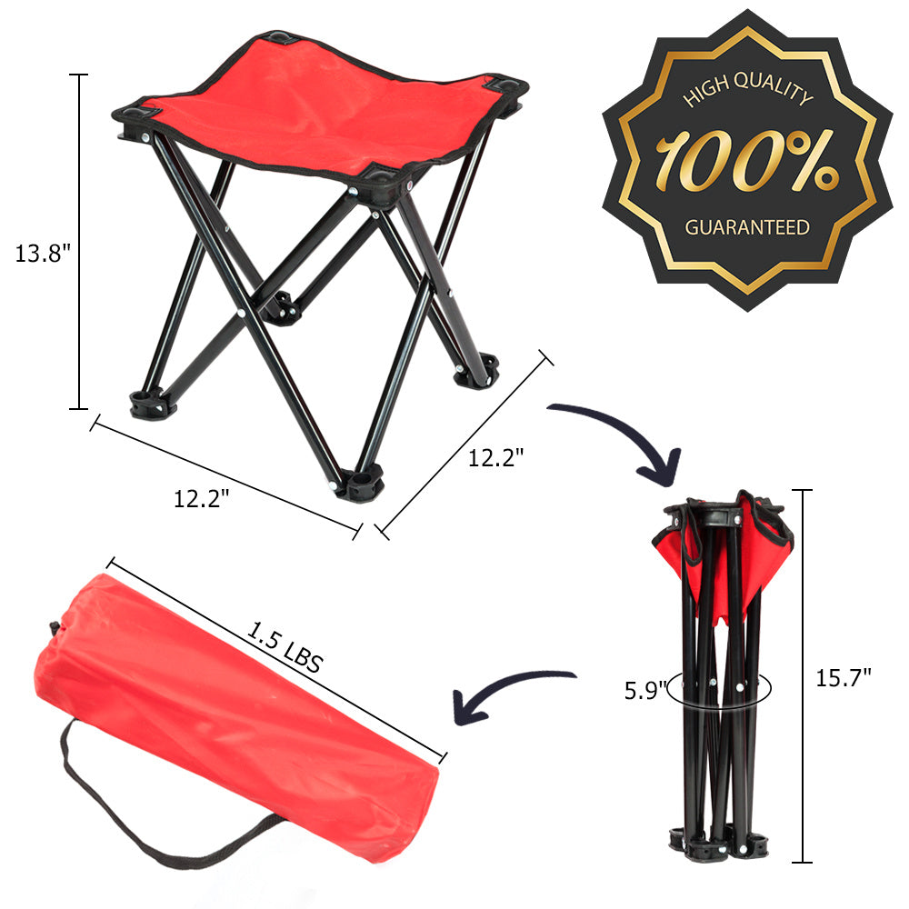 Outdoor Picnic Foldable Multi-function Rolling Cooler Upgraded Stool Red XH