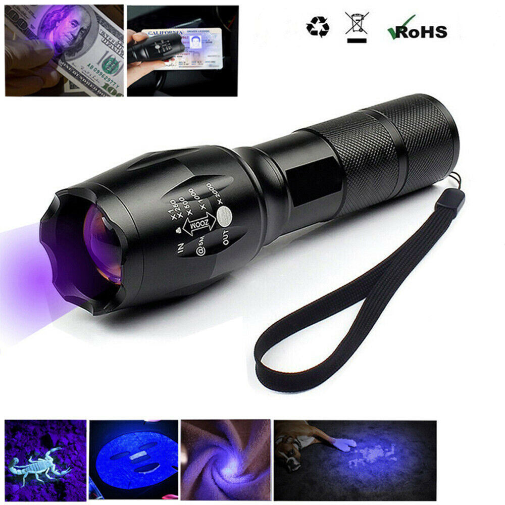 Free shipping 3 Modes Torch UV Ultra Violet LED Flashlight waterproof  Blacklight 365nm Inspection Lamp US