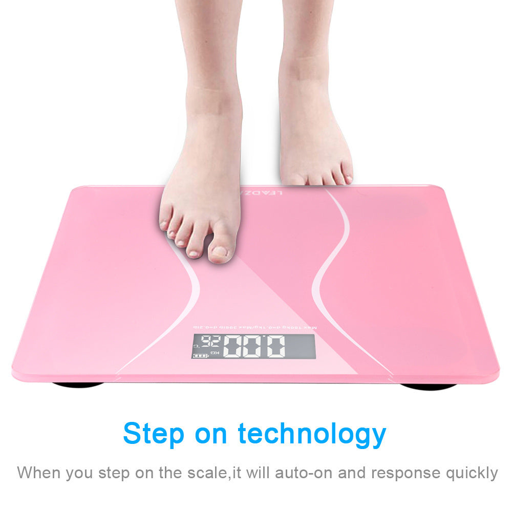 Digital Electronic LCD Personal Glass Bathroom Body Weight Weighing Scale 396 LB Pink