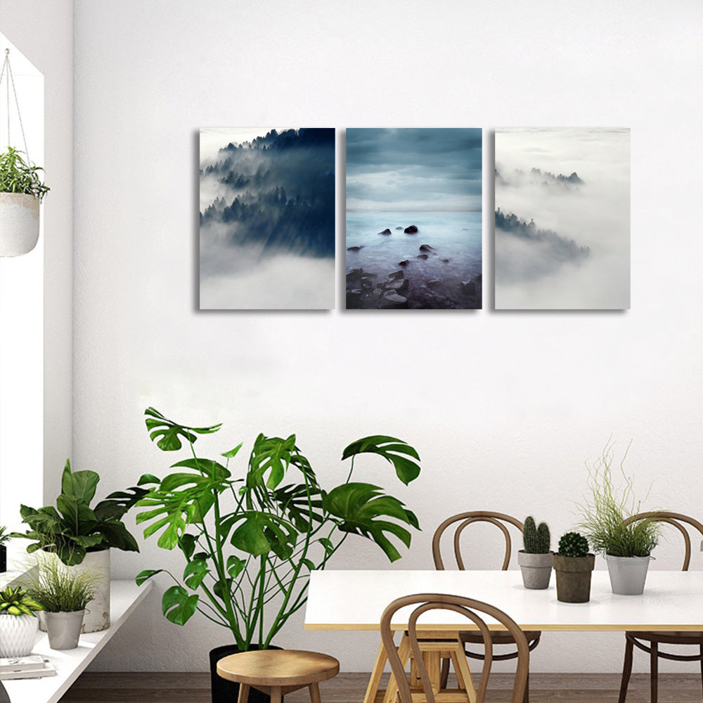 Abstract Wall Art Foggy Forest Wall Paintings Modern Landscape for Living Room