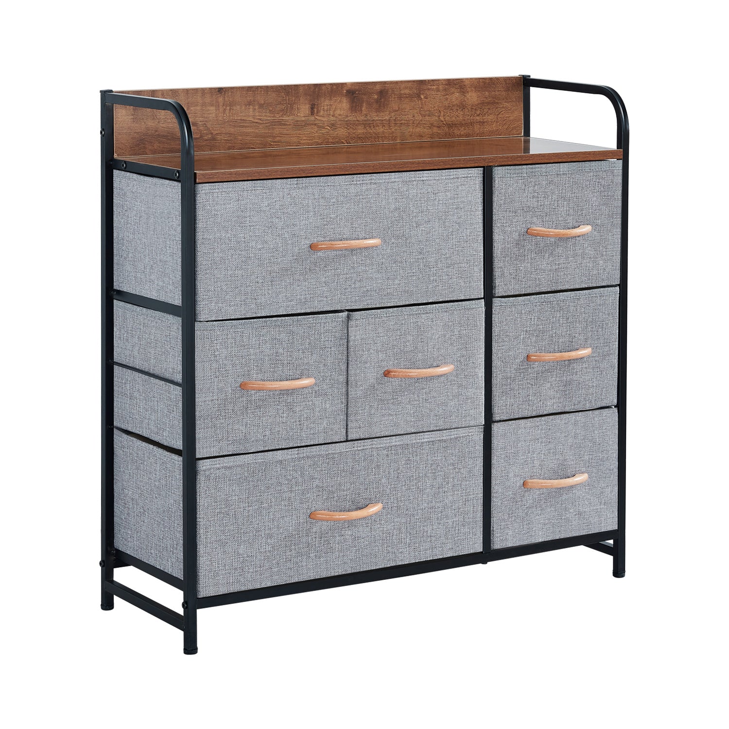 7 Drawer Dresser, Dresser Organizer, Fabric Dressers for Bedroom, Storage Tower for Hallway, Entryway, Closets, Sturdy Steel Frame, Wood Top & Handles XH