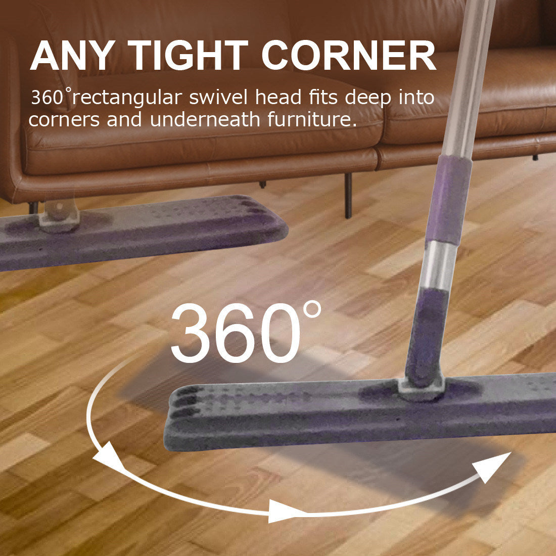 Hand Free Flat Floor Mop And Bucket Set, 360 ° Rotary Wet And Dry Mop With 2 Washable & Reusable Microfiber Mops RT