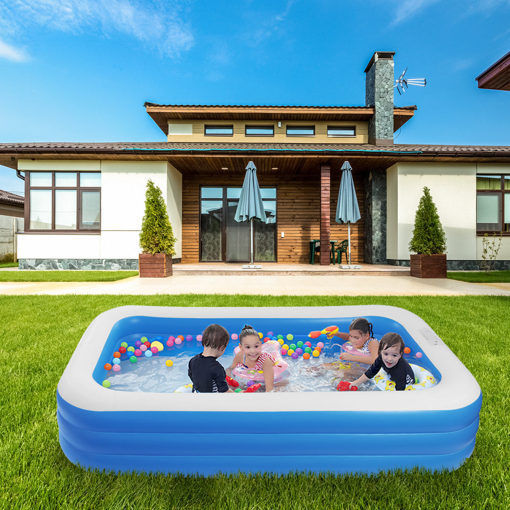 Free shipping 120*72*22in blue PVC cuboid with wall thickness of 0.3mm for inflatable swimming pool  Full-Sized Family Kiddie Blow up Pool for Kids, Adults, Baby, Children, Thick Wear-Resistant Big YJ
