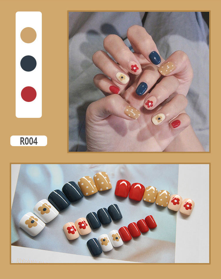 24Pcs Girl False Nails Fake Nails Art Accessory Full Cover Colorful Nail Tips Jelly Paste Directly