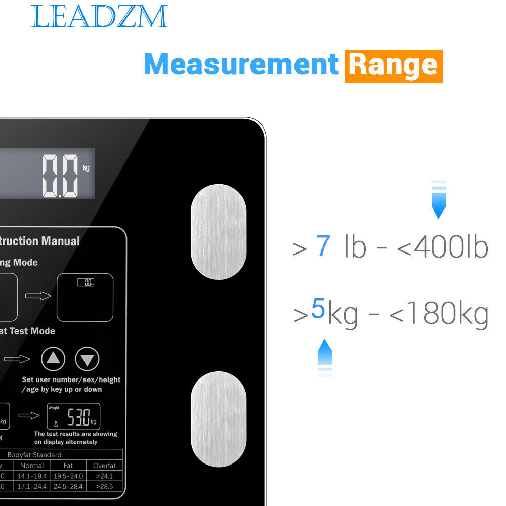 Smart Digital Bathroom LCD Weight Body Scale BMI Tempered Glass 400lbs/180kg