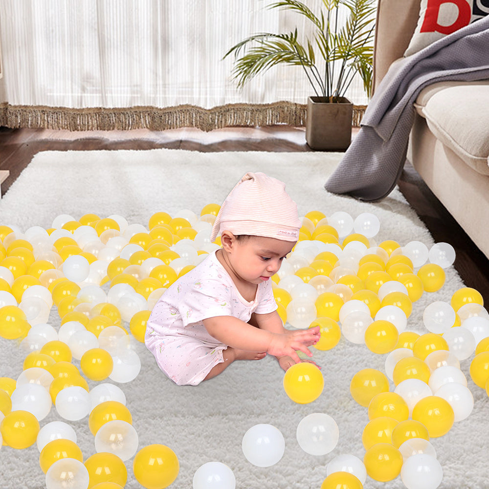 100pcs 7cm Fun Soft Plastic Ocean Ball Swim Pit Toys Baby Kids Toys (Yellow white Transparent) YF