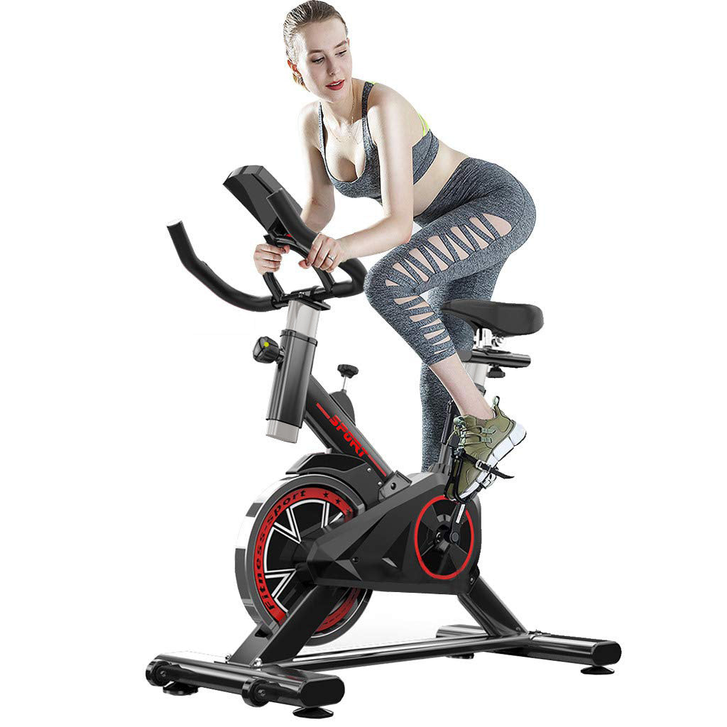 Indoor Exercise Bike, Indoor Cycling Stationary Bike Belt Drive with LCD Monitor