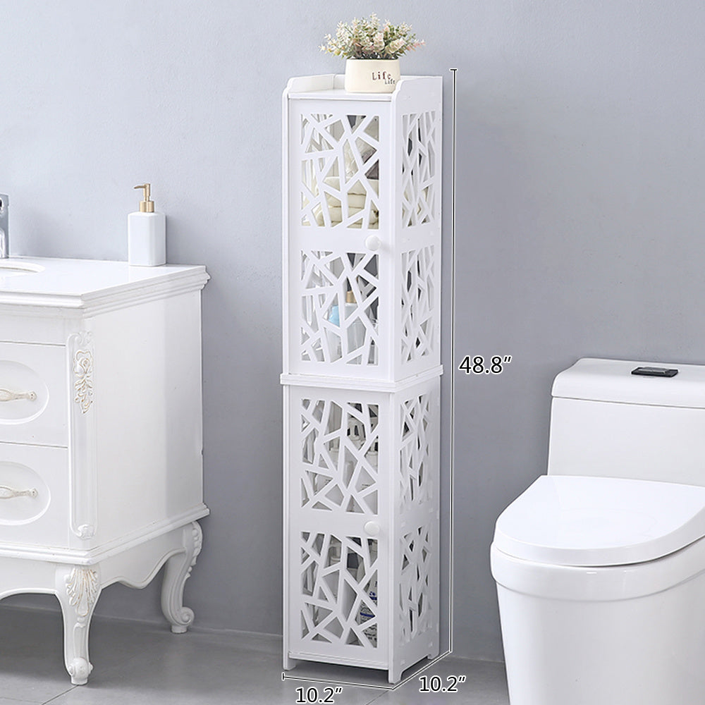 PVC Furniture, Bathroom Shelf, Layered Structure From Top to Bottom, Double Doors (28*28*120cm) RT