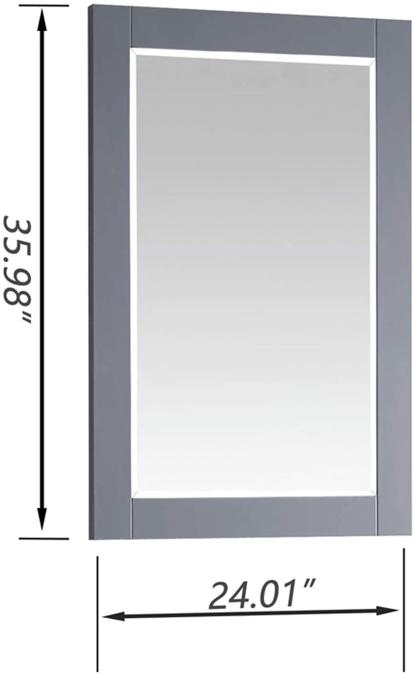 F&R 24 inch Bathroom Vanity Mirror Bathroom Wall Mirror for Bathroom 24" x 35" Solid Wood Framed Mirrors for Wall, Gray