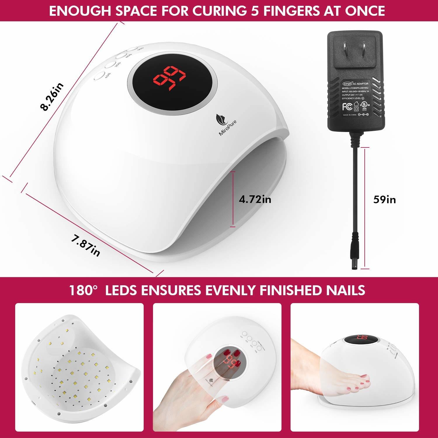 MiroPure UV LED Gel Nail Lamp Light Dryer, Fast Dry 48w Professional Nail Dryer