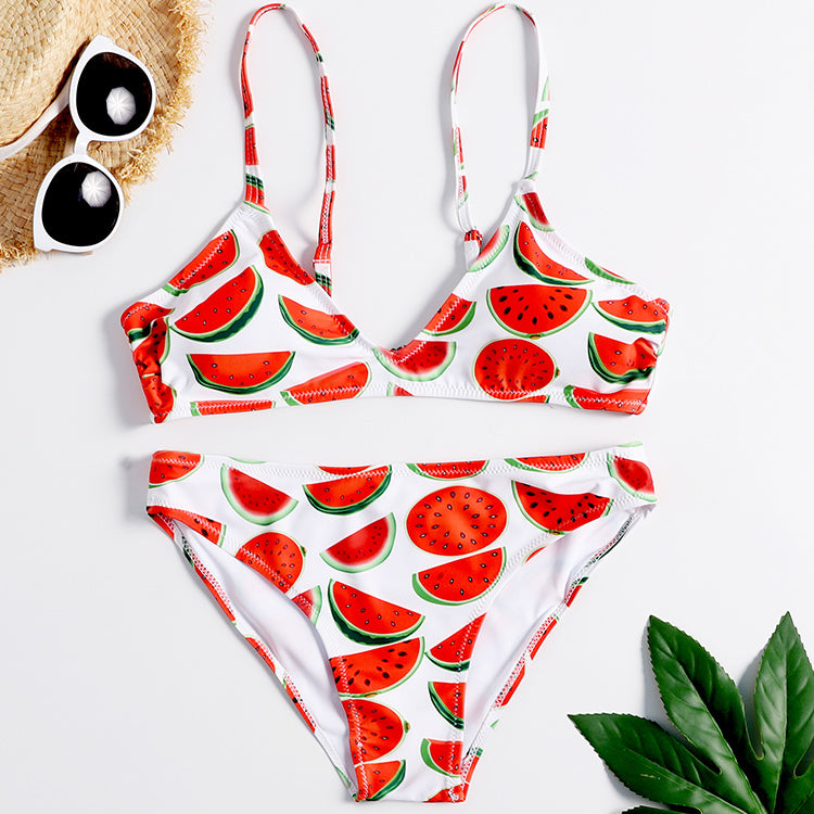 Sext Adult Women Tropical Watermelon Print Summer Sling Bikini Swimwear