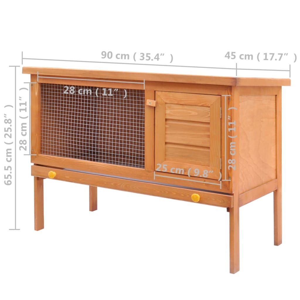 Outdoor Rabbit Hutch Small Animal House Pet Cage 1 Layer Wood