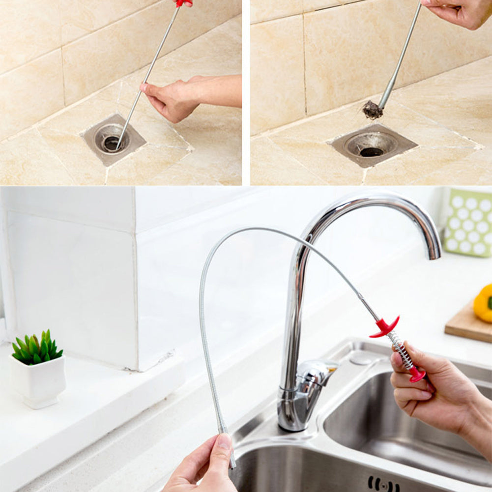 Bendable Sink Cleaning Hook Sewer Dredging Tool Kitchen Spring Pipe Hair Remover