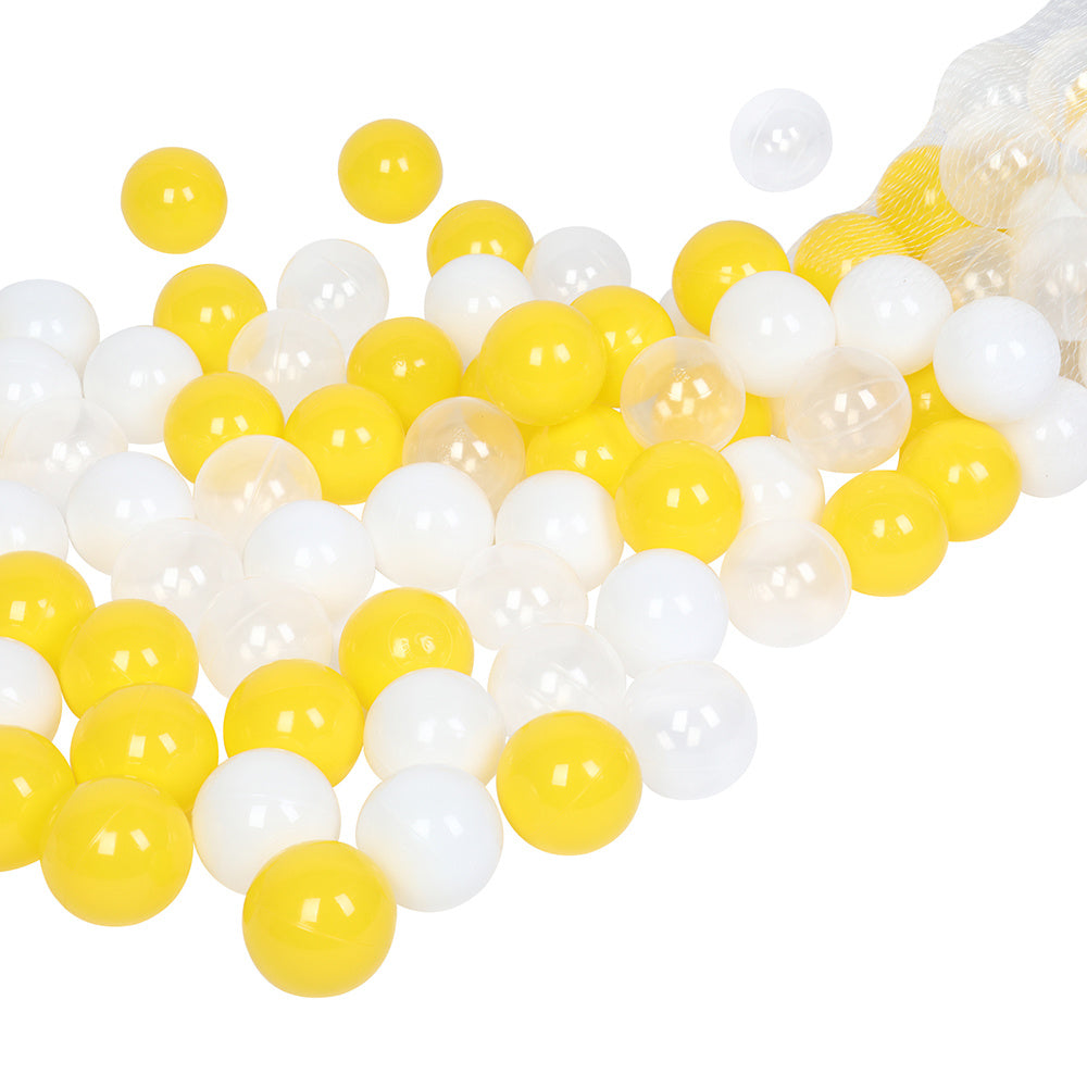 100pcs 7cm Fun Soft Plastic Ocean Ball Swim Pit Toys Baby Kids Toys (Yellow white Transparent) YF