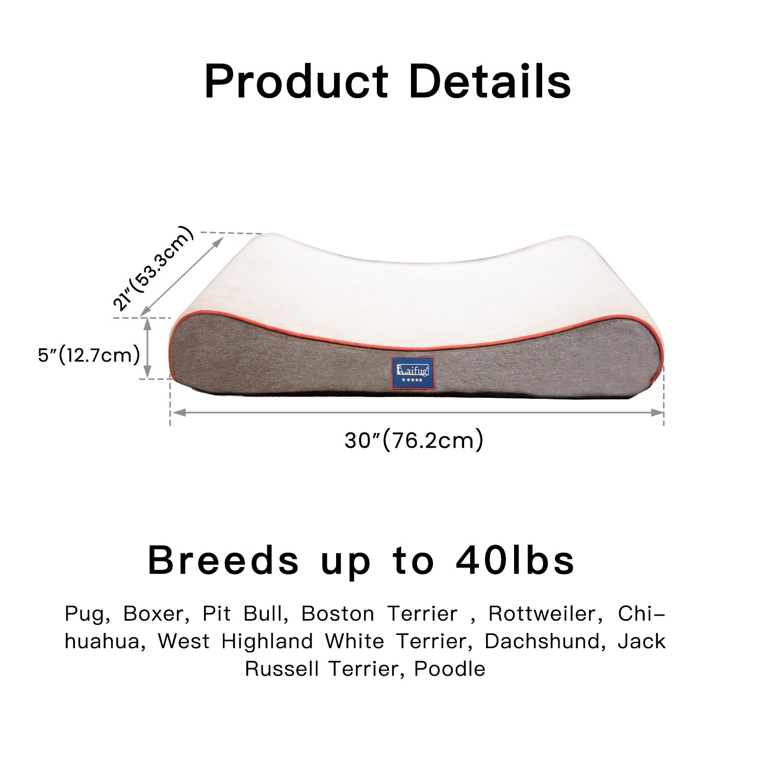 Orthopedic Foam Mattress Dog Bed Contour Bed with Removable Washable Cover and Waterproof Liner Nonskid Bottom - Friendly Design Ideal for Crate or Kennel