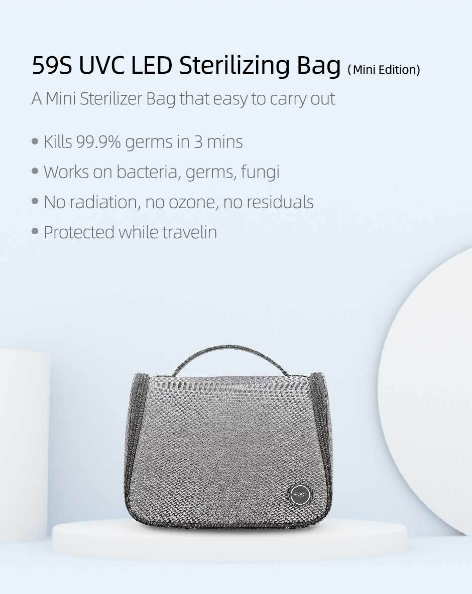 SUNUV UV Light Sanitizer Bag with 9 UVC Light Bulbs, Portable and Rechargeable Kills 99.9% Germs in 3 Minutes RT