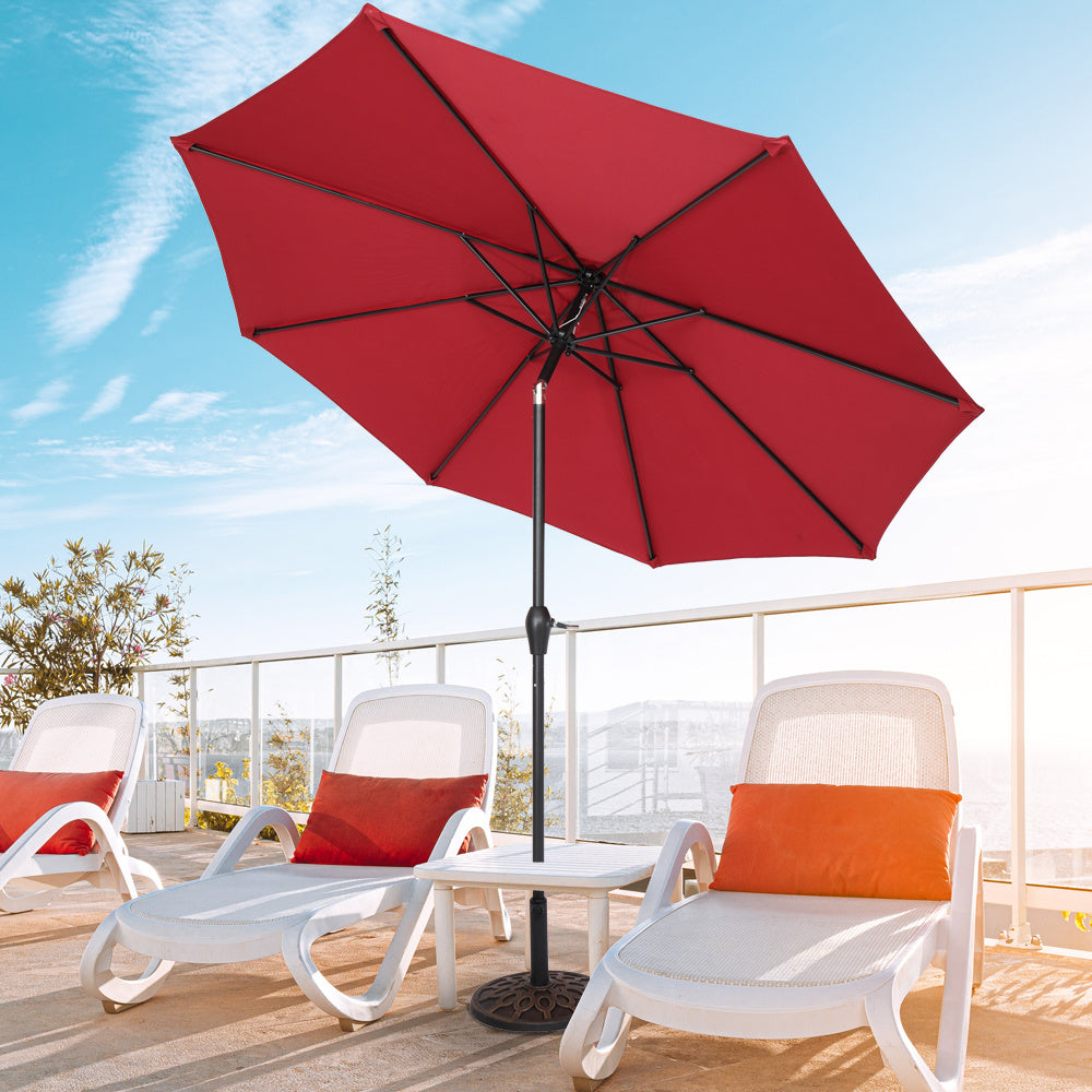 Free shipping  9FT Central Umbrella Waterproof Folding Sunshade Wine Red  YJ