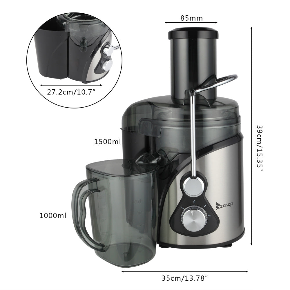 Juicer Machine Stainless Steel Large Diameter 1000Ml Juice Cup 1500Ml Pomace Cup Third Gear Electric Juicer