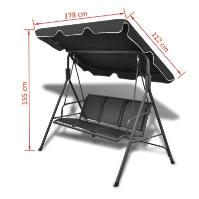 Free shipping Stable and durable three-person greenhouse coffee garden swing chair with roof